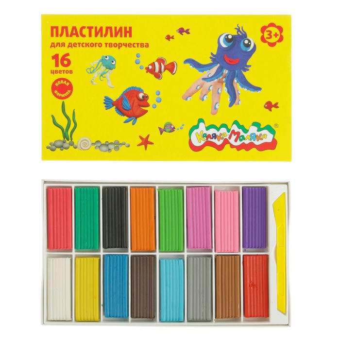 Пластилин «Каляка-Маляка», 16 цветов, 240 г, со стеком