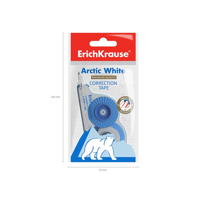 Корректирующая лента 4.2 мм × 5 м, ErichKrause Arctic white, супер-белая, европодвес