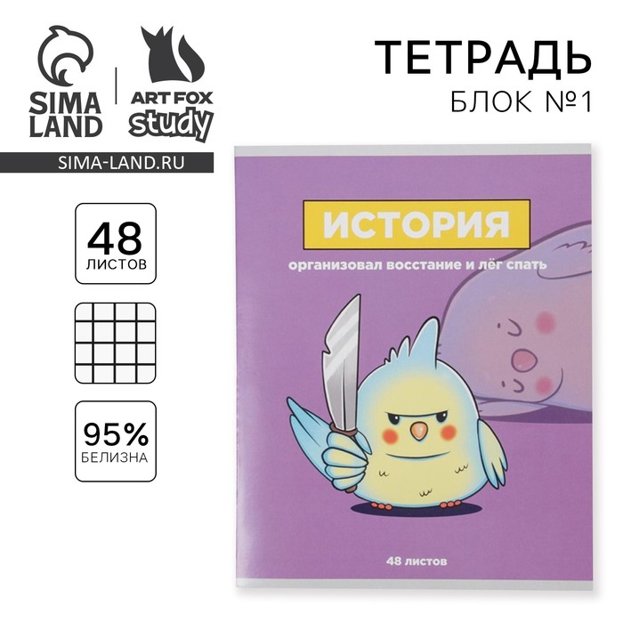 Тетрадь в клетку, предметная, 48 л.,на скрепке, А5 «ПЕРСОНАЖИ. История»