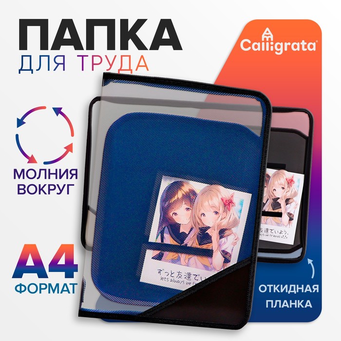Папка для труда, А4, пластиковая, 23×32.5×2.5 см «Аниме снимок»