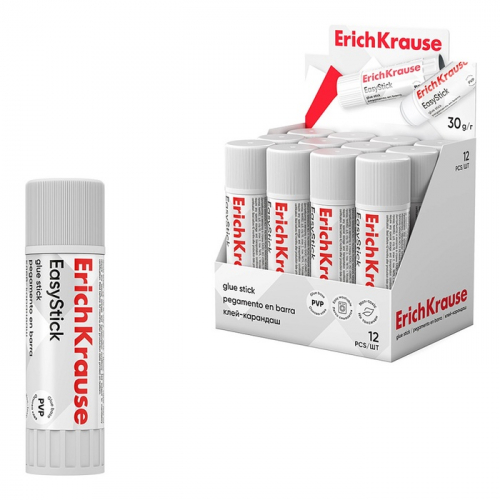 Клей-карандаш ErichKrause Standard, 30 г, быстрое склеивание