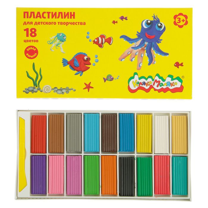 Пластилин «Каляка-Маляка», 18 цветов, 270 г, со стеком