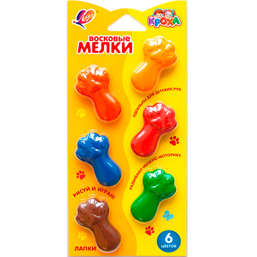 Мелки восковые 6 цв. Кроха фигурные 