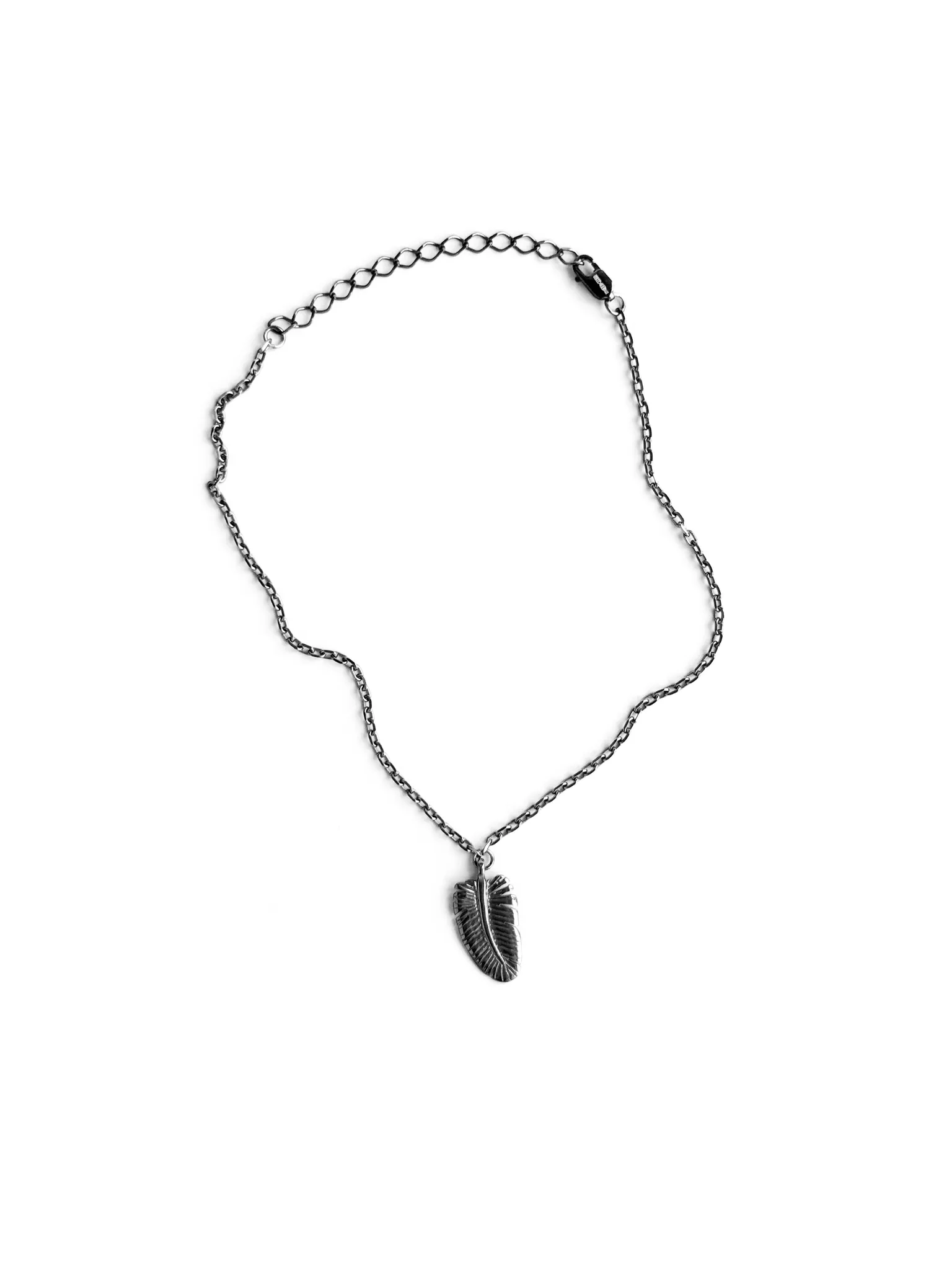 Серебряный браслет на ногу «Перо» black