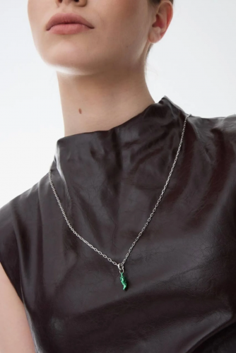 Серебряная подвеска «Перчик» green