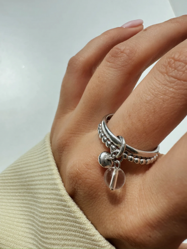 Серебряное двойное кольцо 