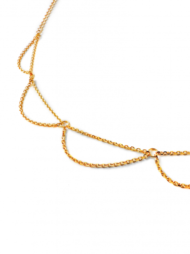 Серебряный браслет на цепочке на ногу «Море волнуется» gold