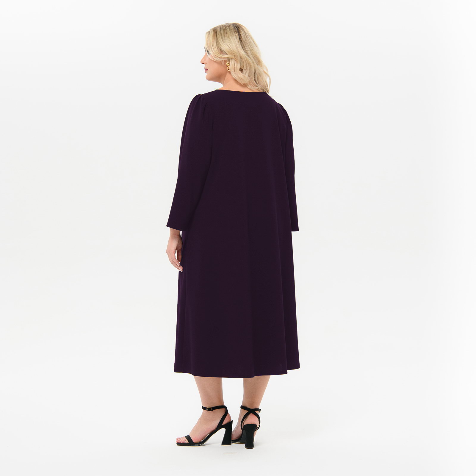 Платье А-силуэта, из плательного крепа, бургунди