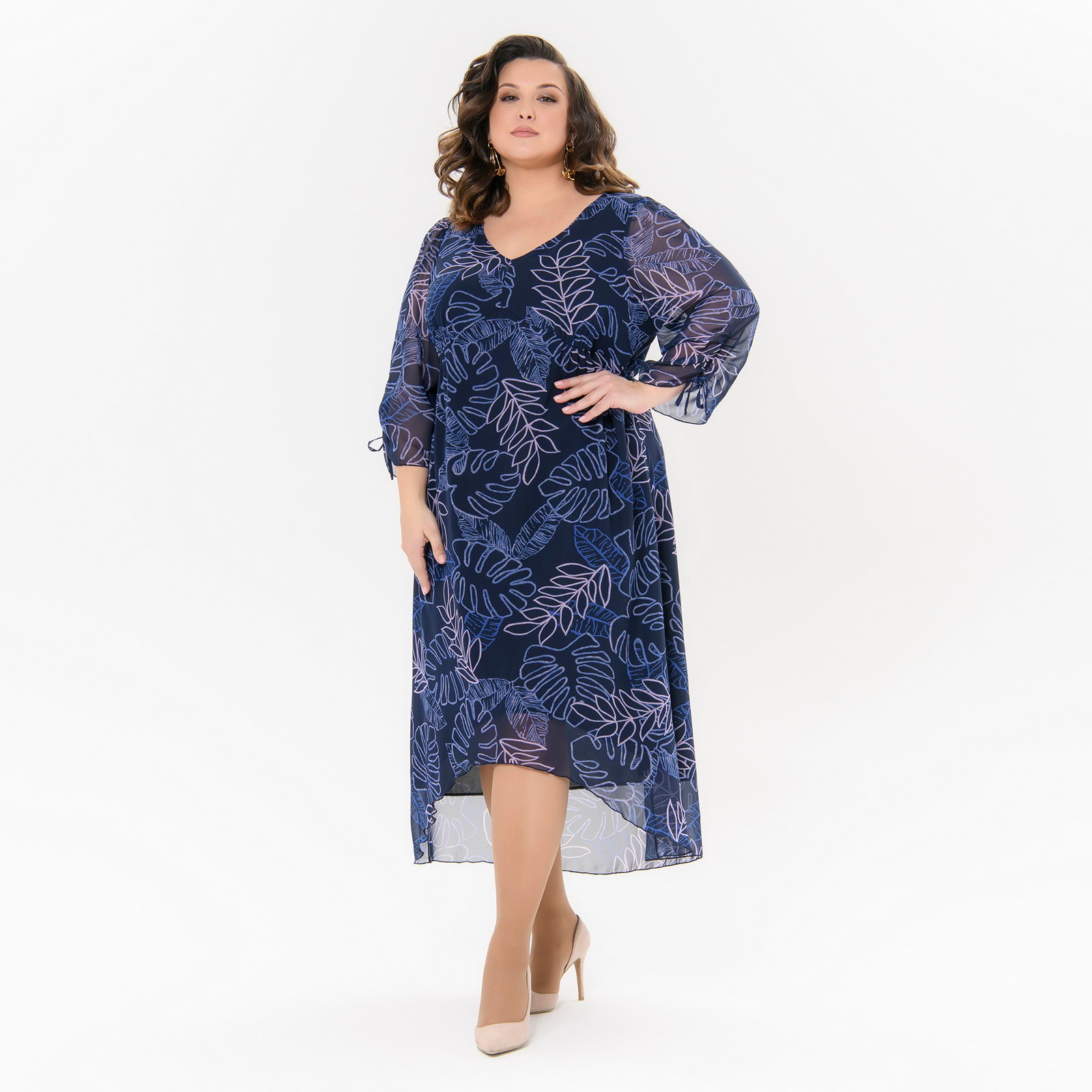 Платье коктейльное, шифон принт