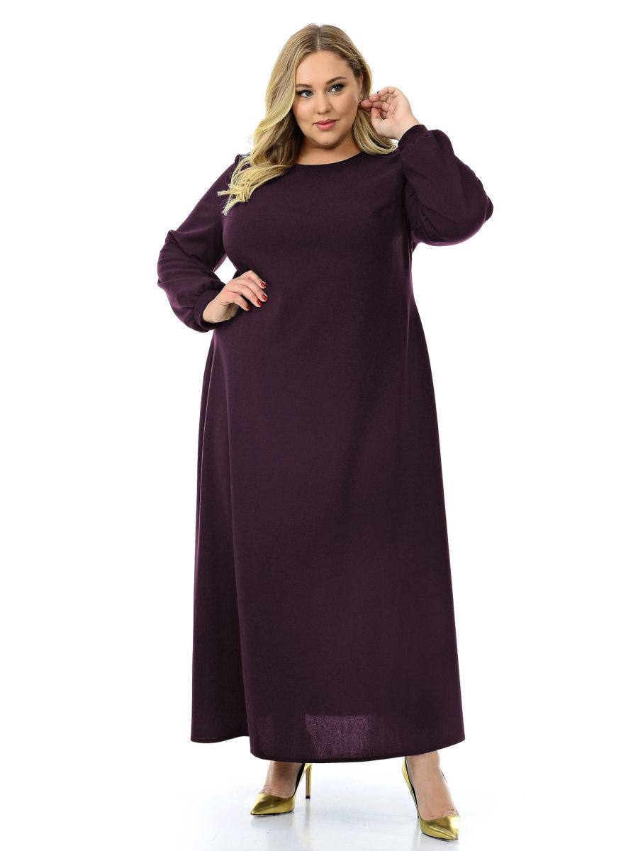 Платье длинное А-силуэта, из крепа с эластаном, бургунди