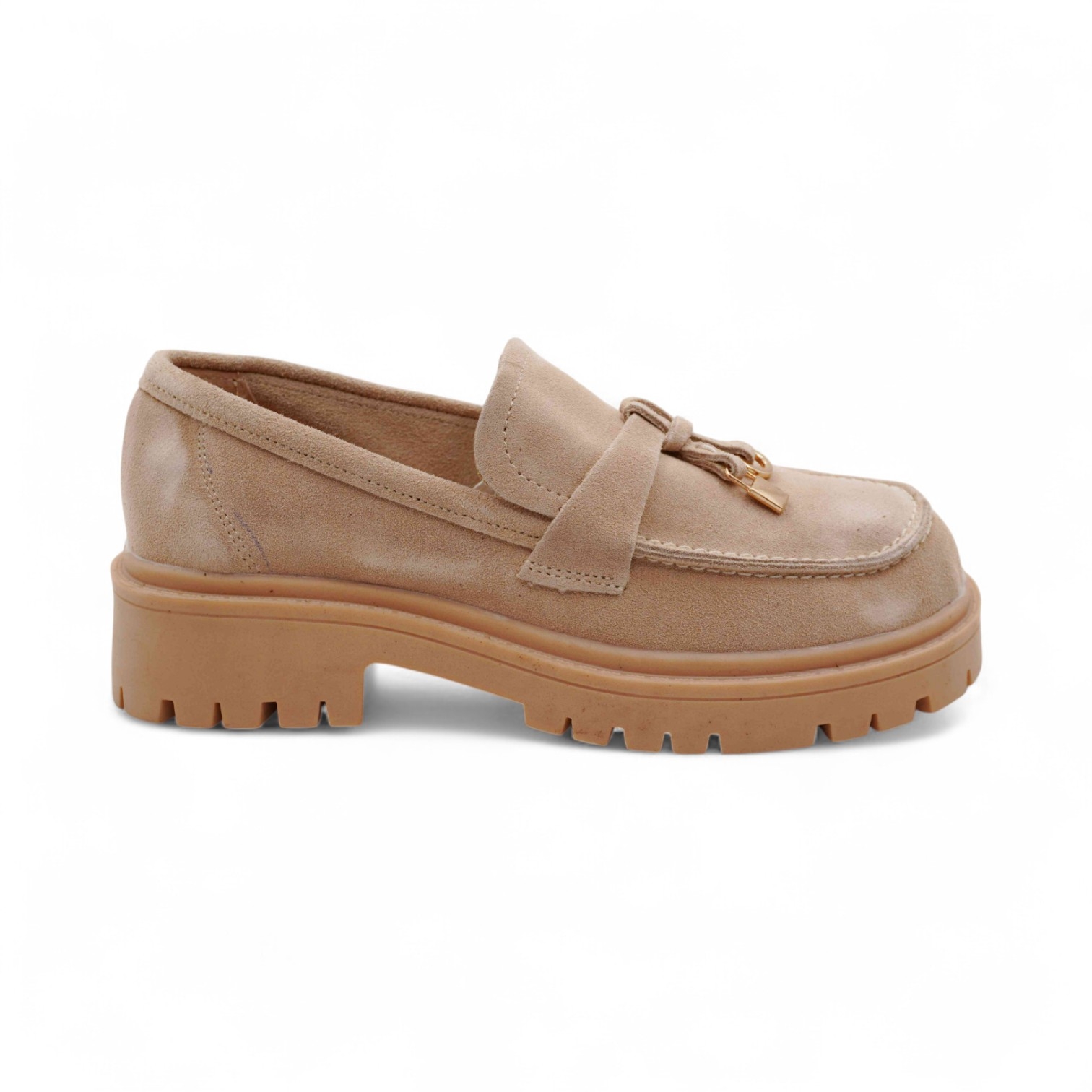 Лоферы из натуральной замши ЕМ19-17 бежевые