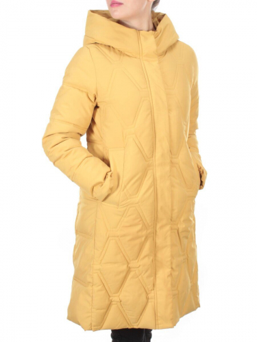 2158 MUSTARD Пальто зимнее облегченное  женское YINGPENG (150 гр. холлофайбер)