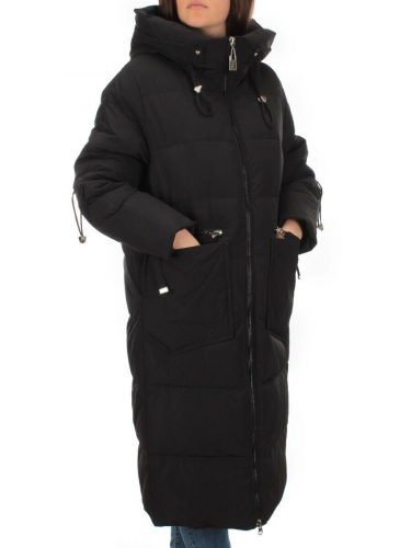 H303 BLACK Пальто зимнее женское (200 гр. холлофайбер)