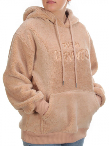 103 BEIGE Худи женское Тедди на флисе