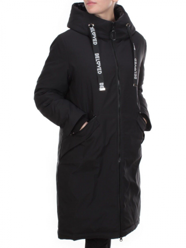 2238 BLACK Пальто женское зимнее AKIDSEFRS (200 гр. холлофайбера)