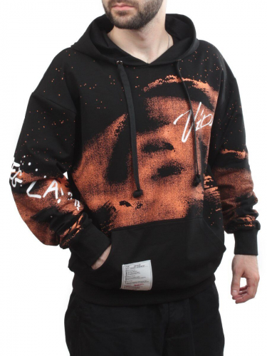 2626 BLACK/ORANGE Толстовка мужская (75% хлопок, 20% полиэстер, 5% спандекс)
