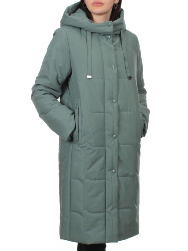 1133 GRAY/GREEN Пальто зимнее облегченное женское (холлофайбер 150 гр.)