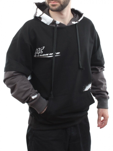 2702 BLACK/GRAY Толстовка мужская (75% хлопок, 20% полиэстер, 5% спандекс)