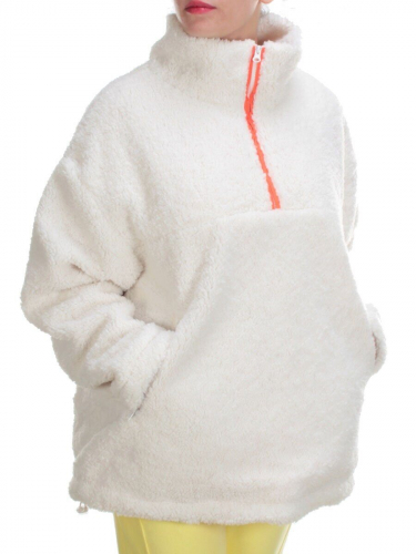 2568 WHITE Кофта плюшевая женская Тедди на синтепоне  (50 гр. синтепон)