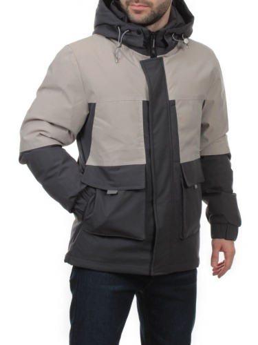 8875 DK. GRAY BEIGE Куртка мужская зимняя облегченная (130 гр. холлофайбер)