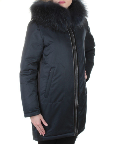 E-1961 DK. BLUE Пальто женское с мехом Evcanbady