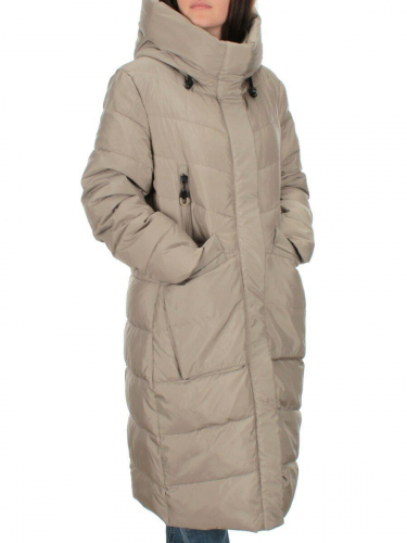 2077 GRAY/BEIGE Пальто зимнее женское (200 гр .холлофайбер)