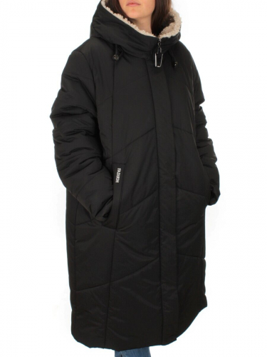 M-9032 BLACK Пальто зимнее женское CORUSKY (верблюжья шерсть)