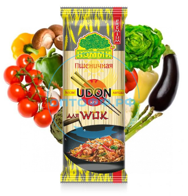 Кемми Лапша пшеничная PREMIUM UDON №6 для WOK 250гр (кор*30)