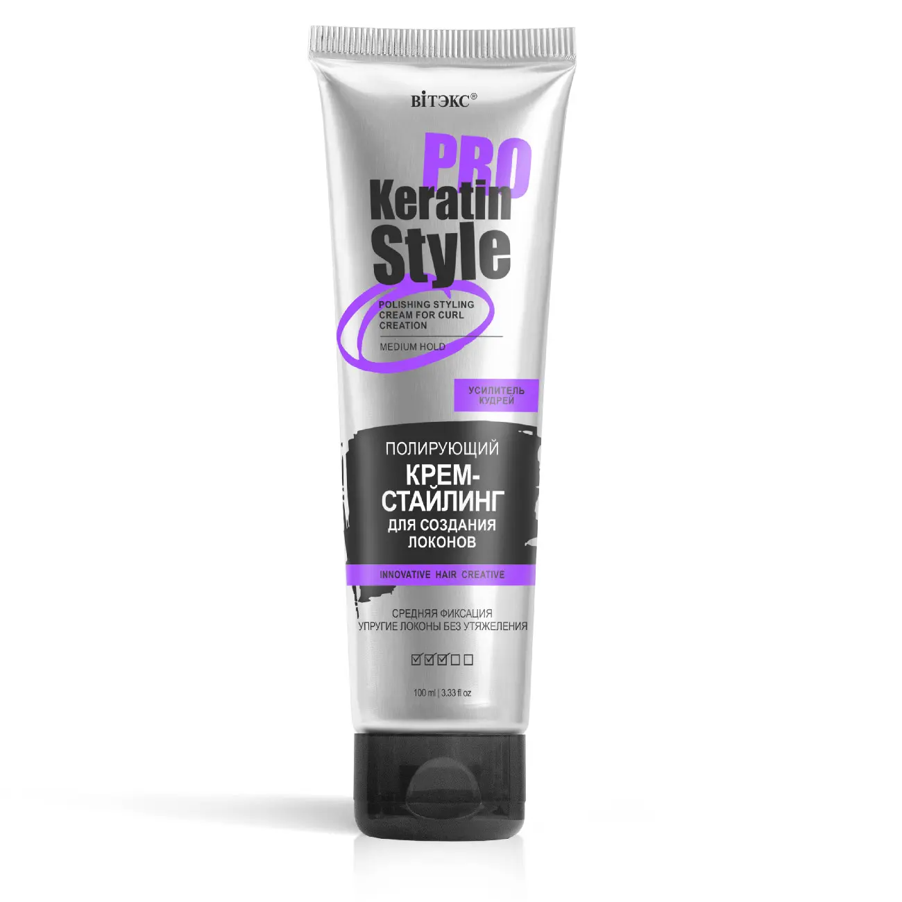 Витэкс Кeratin PRO Style Полирующий Крем-стайлинг д/создания локонов, Средняя Фиксация (100мл)