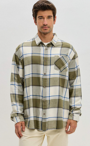 Рубашка F521-0460 khaki-milk