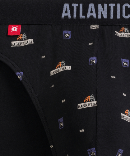 Мужские трусы слипы спорт Atlantic, набор 3 шт., хлопок, черные + светло-зеленые + графитовые, 3MP-194