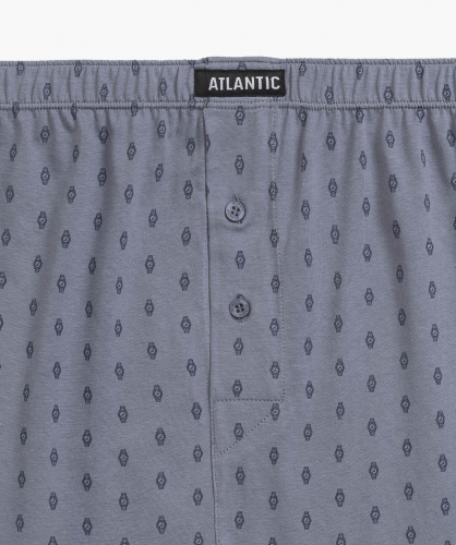 Мужские трусы боксеры Atlantic, набор из 2 шт., хлопок, темно-синие + серые, 2MBX-057