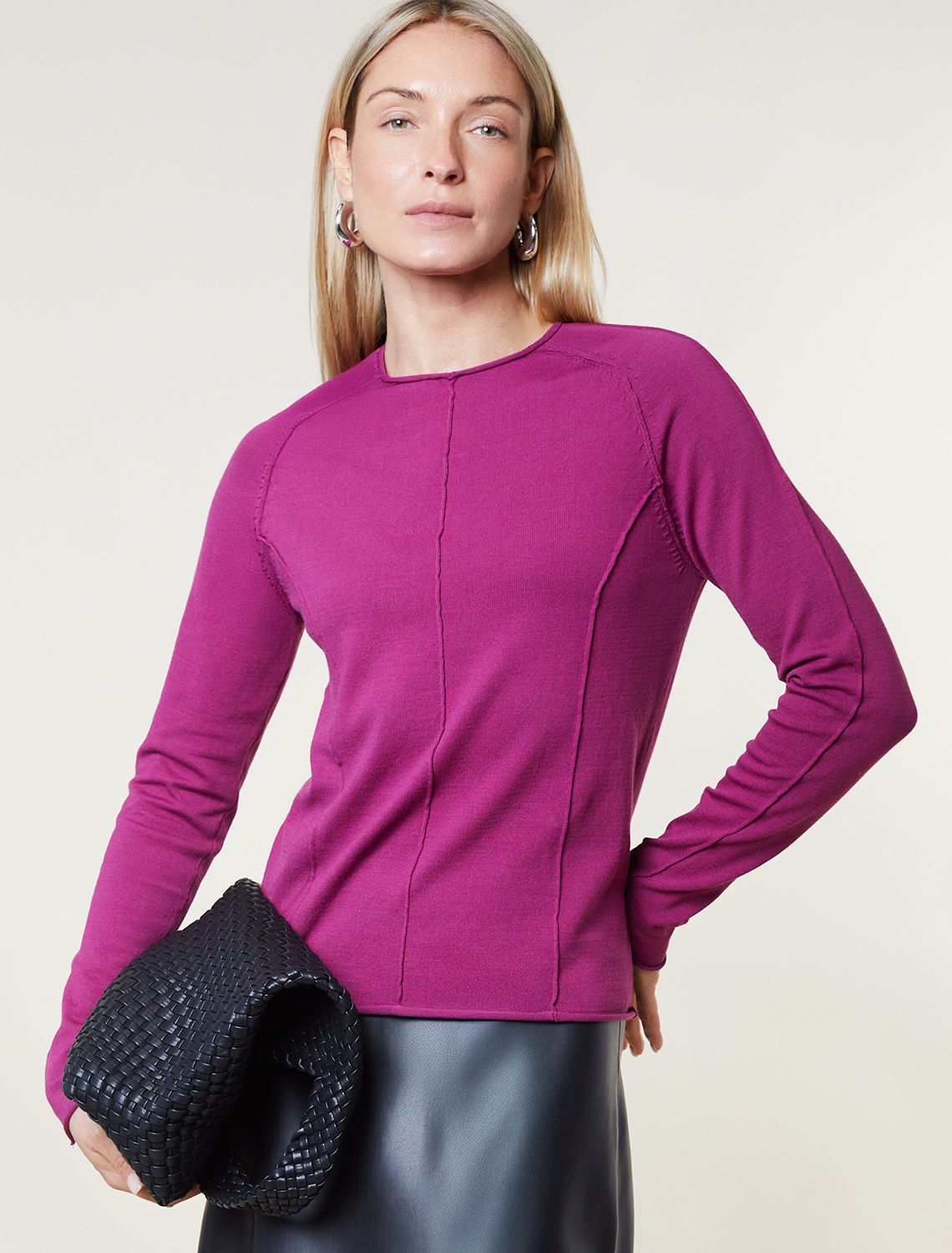 Джемпер тонкой вязки из хлопка с нейлоном D39.354 пурпурный