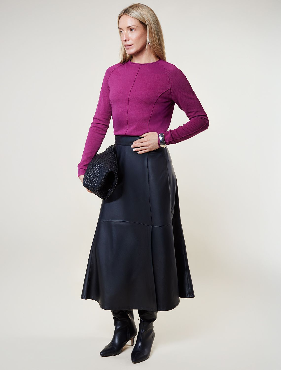 Джемпер тонкой вязки из хлопка с нейлоном D39.354 пурпурный