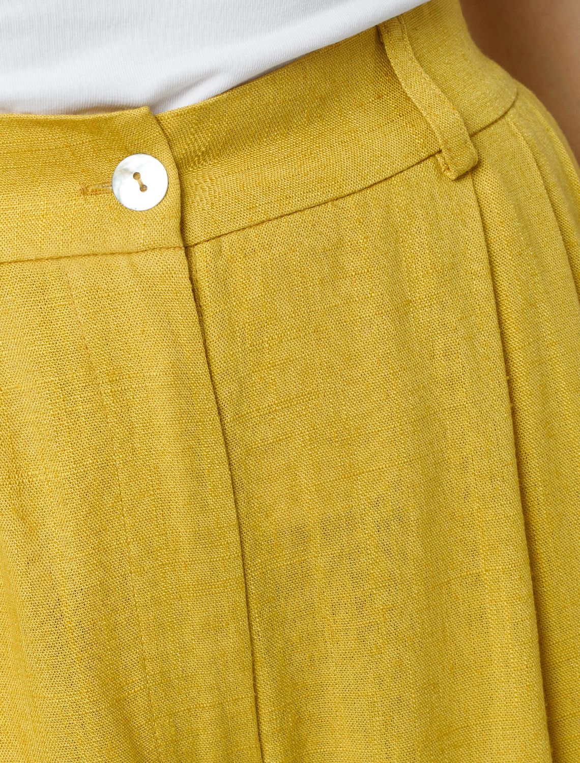 Ст.цена 3390р Свободные брюки изо льна с вискозой D24.222 горчичный