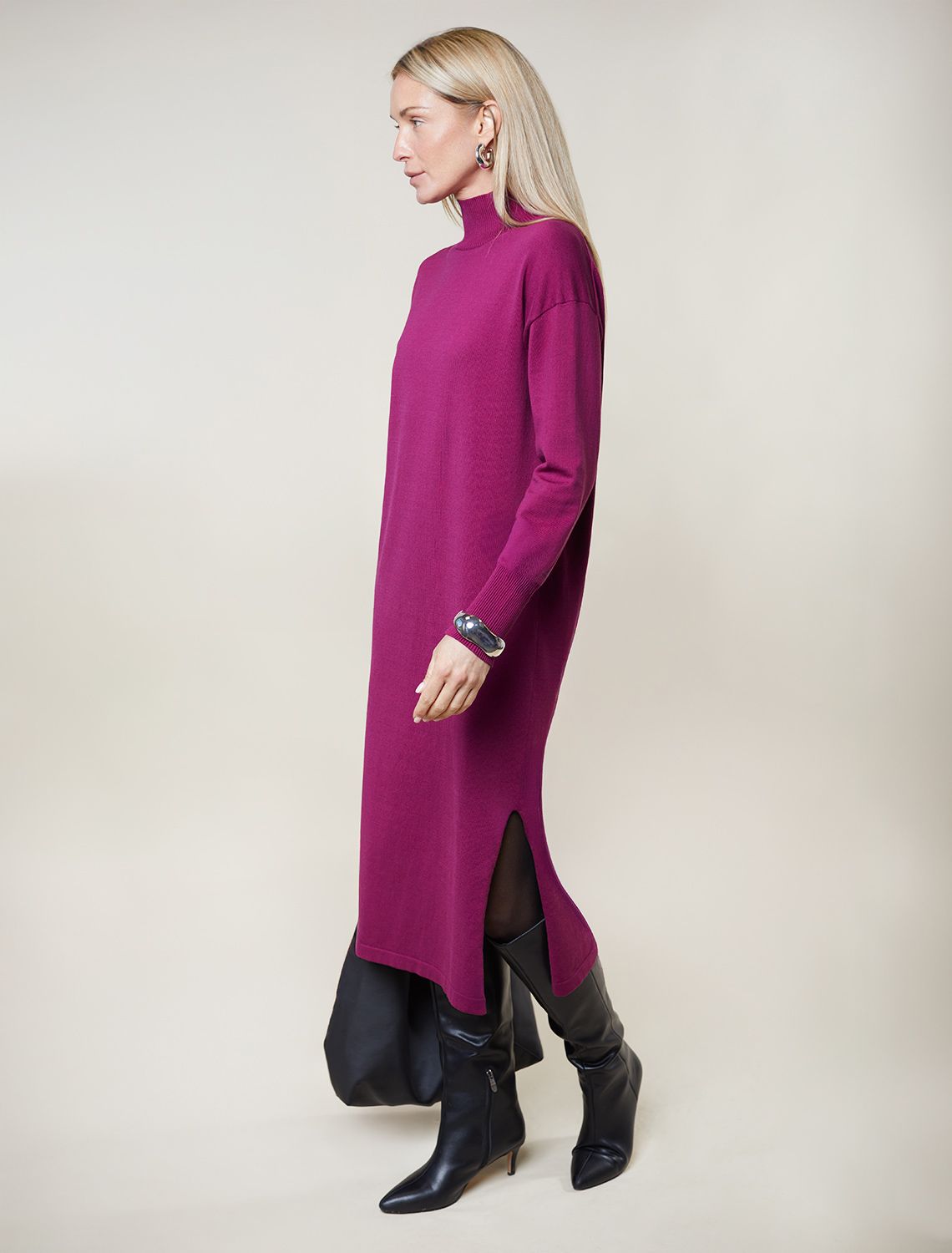 Платье тонкой вязки из хлопка с нейлоном D32.106 пурпурный