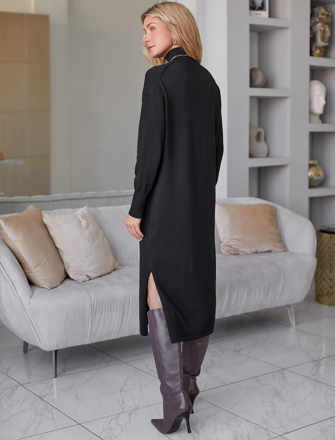 Платье тонкой вязки из хлопка с нейлоном D32.106 черный