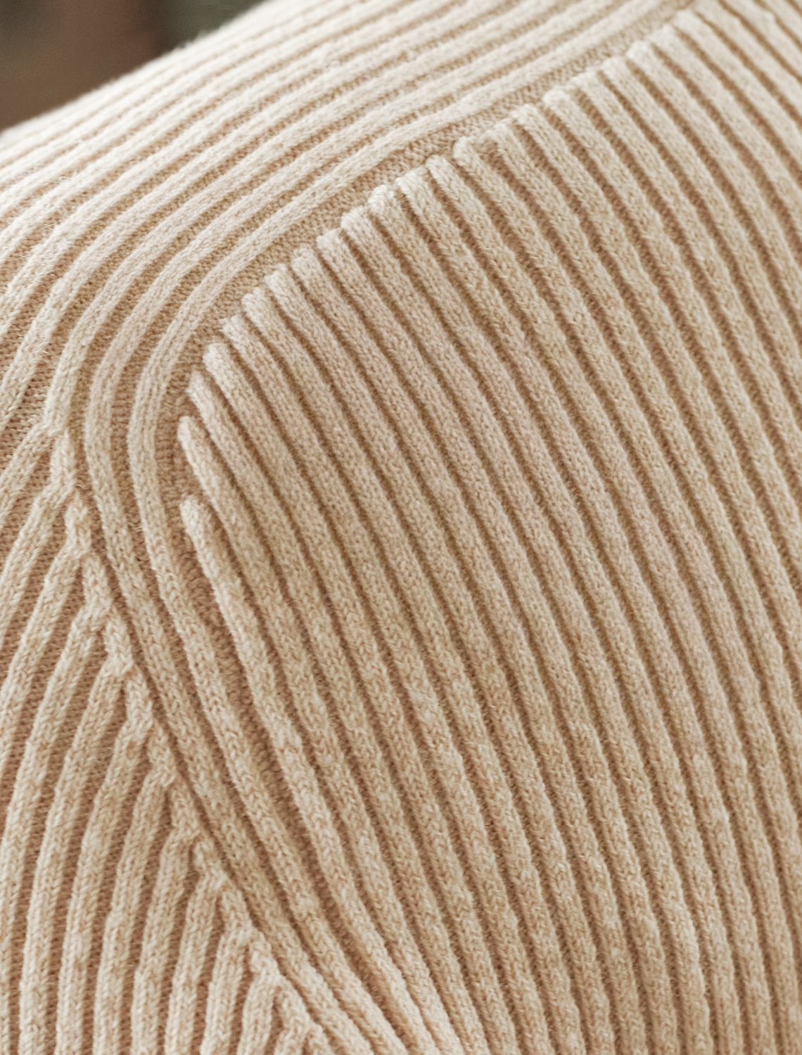 Водолазка тонкой вязки в рубчик из хлопка с нейлоном D34.198 бежевый меланж