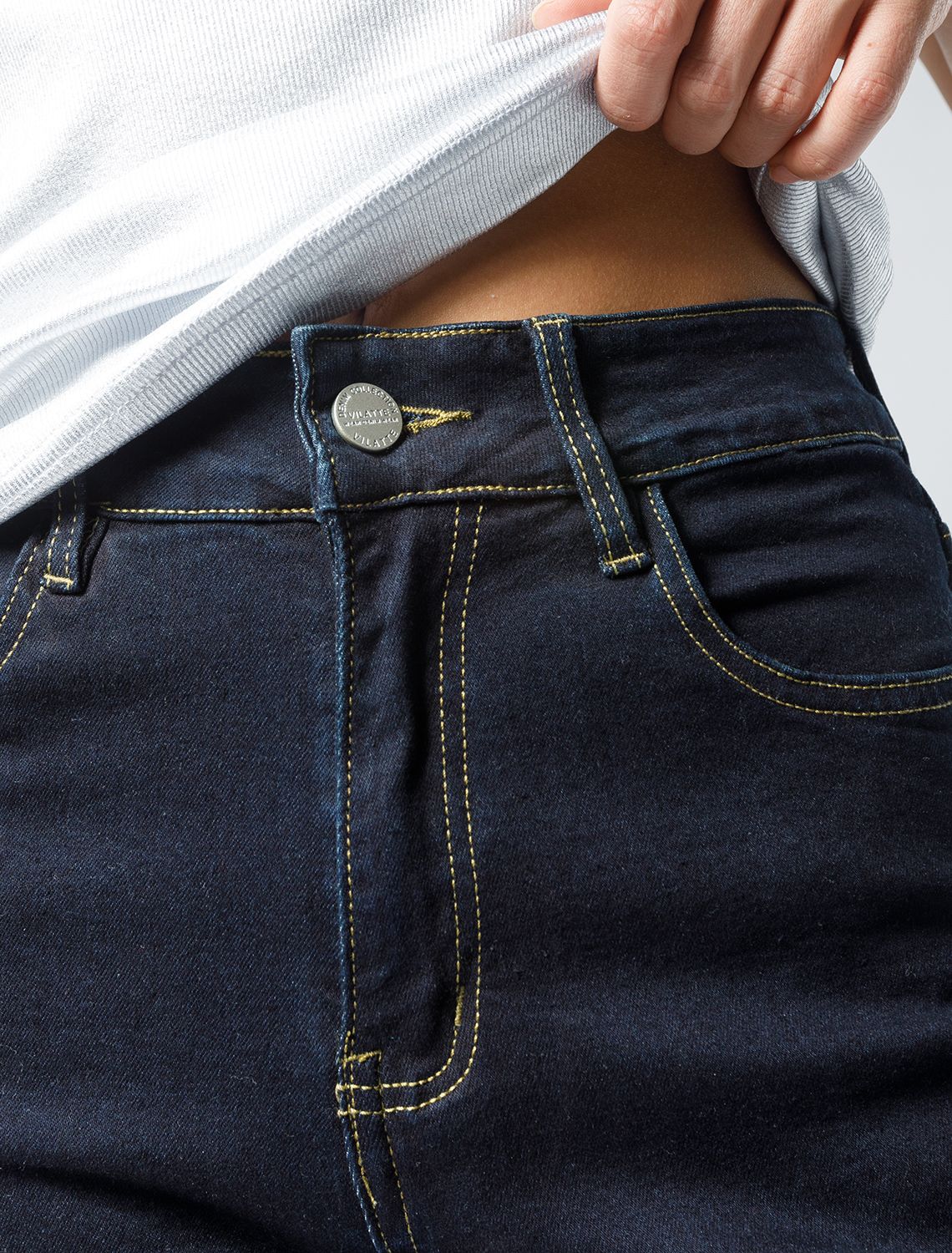 Ст.цена 2590р Удлиненные прямые джинсы из эластичного денима D54.297 темно-синий