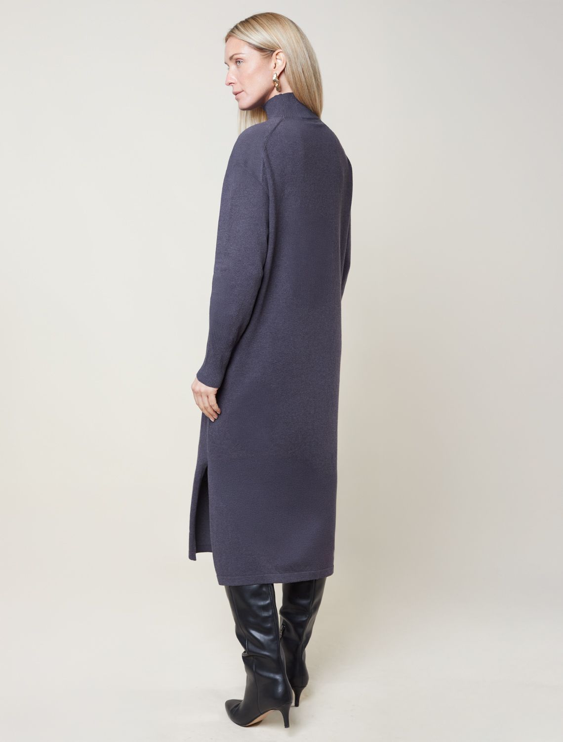 Платье тонкой вязки из хлопка с нейлоном D32.106 серый меланж