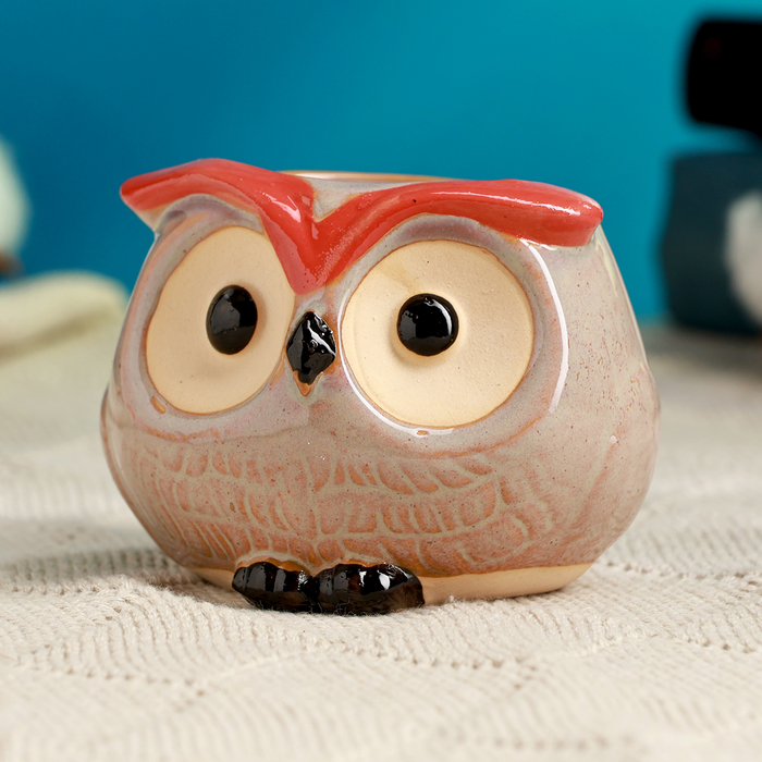 Декоративный горшок для цветов «Совёнок Бом», 150 мл, 8×6×5.5 см, керамический