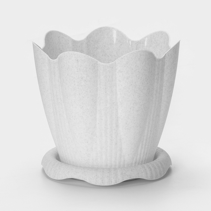 Горшок для цветов с поддоном «Эдельвейс», 5.3 л, d=24 см, h=21.8 см, мраморный