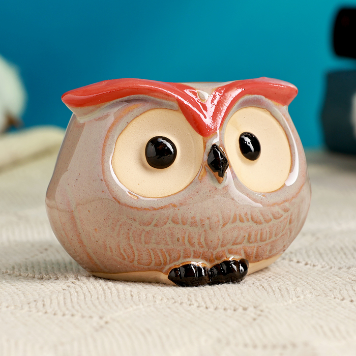 Декоративный горшок для цветов «Совёнок Бом», 150 мл, 8×6×5.5 см, керамический