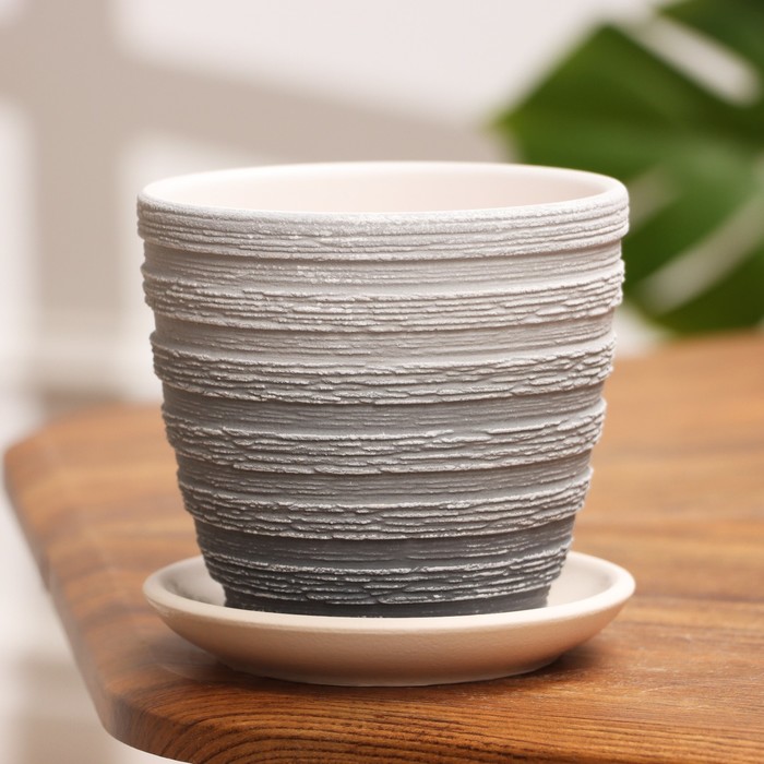 Горшок для цветов «Букле», 700 мл, d=11.5 см, h=11.5 см, керамика, серый