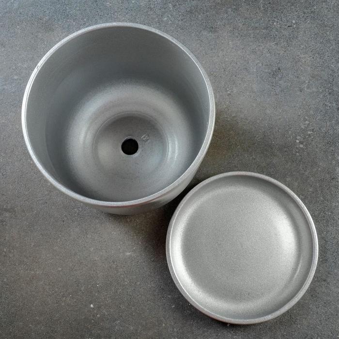 Горшок для цветов «Металлик №4», керамический, с поддоном, 3.1 л, d=18 см, серый