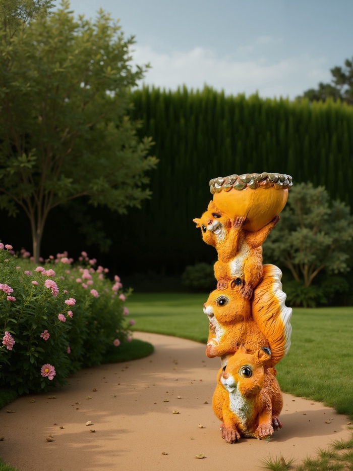 Садовая фигура из полистоуна «Белки с поилкой», 40×22×15 см