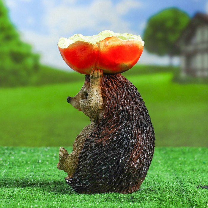 Садовая фигура из полистоуна «Ёжик - поилка», 23 см