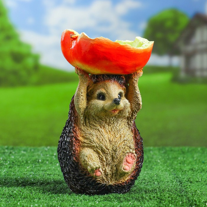 Садовая фигура из полистоуна «Ёжик - поилка», 23 см