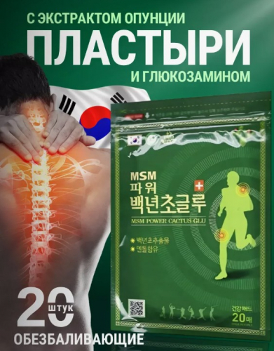 HIMENA MSM POWER CACTUS GLU Пластырь обезболивающий с экстрактом опунции и глюкозамином 20 шт