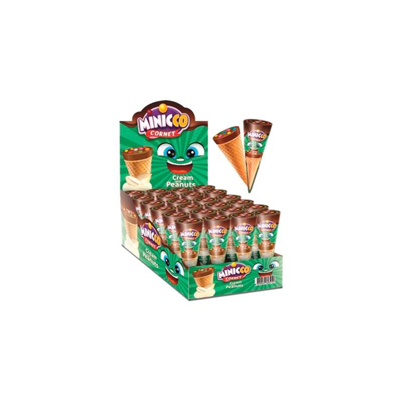 Minicco Cornet Hazelnut - Вафельный рожок с шоколадно-ореховым кремом 25гр